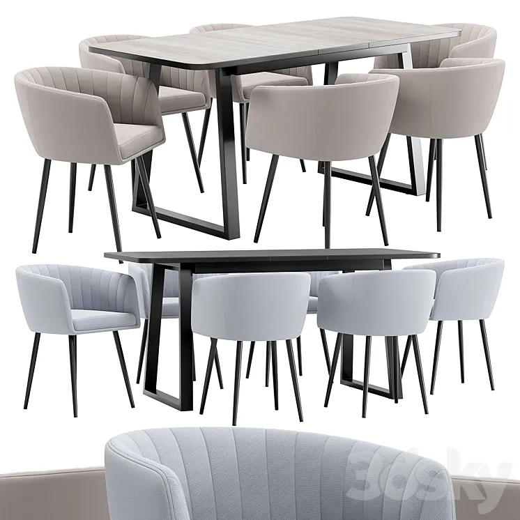 Alina dining chair and Sheffilton table 3D Model Free Download