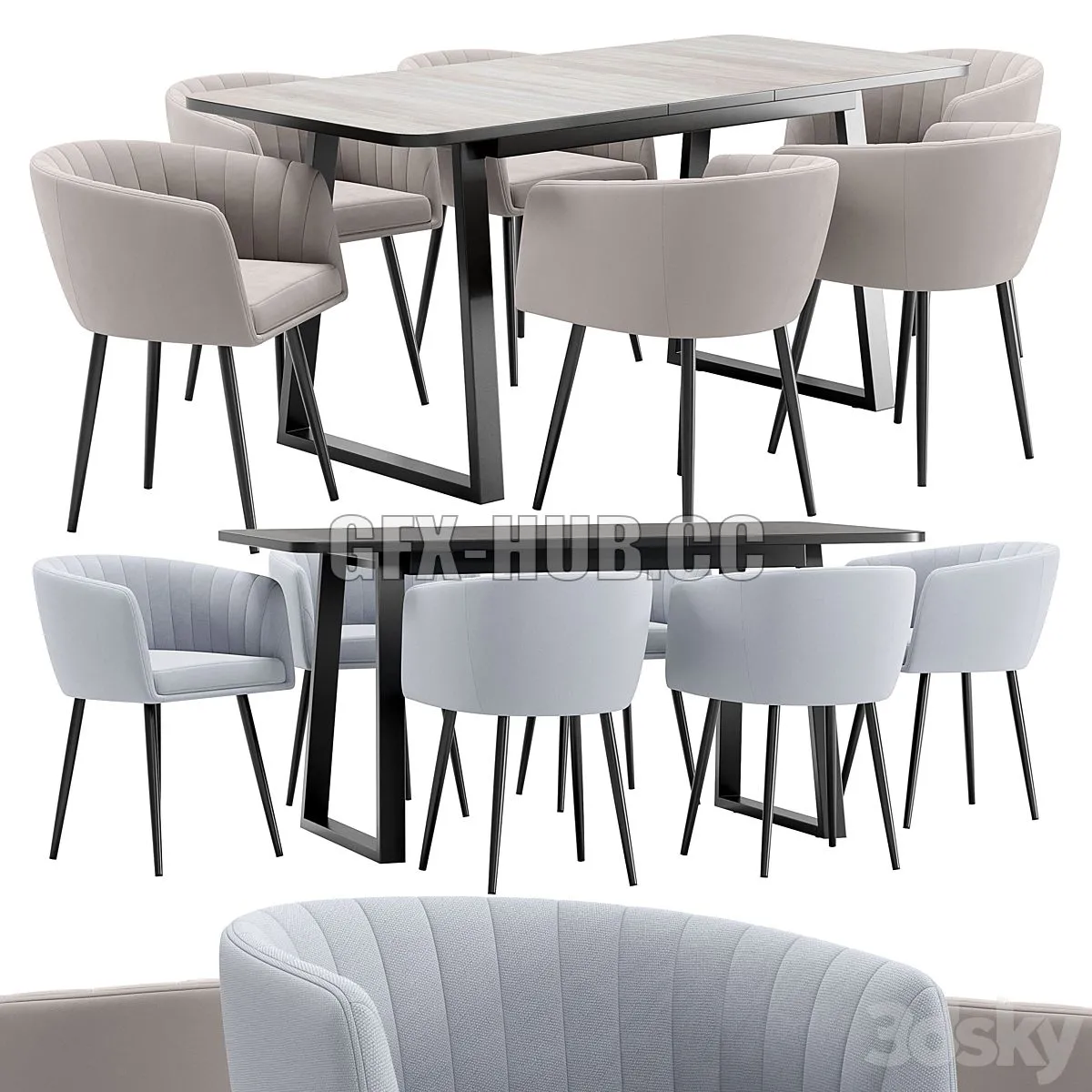 Alina dining chair and Sheffilton Table 3D Model Alina dining chair and Sheffilton Table 3D Model