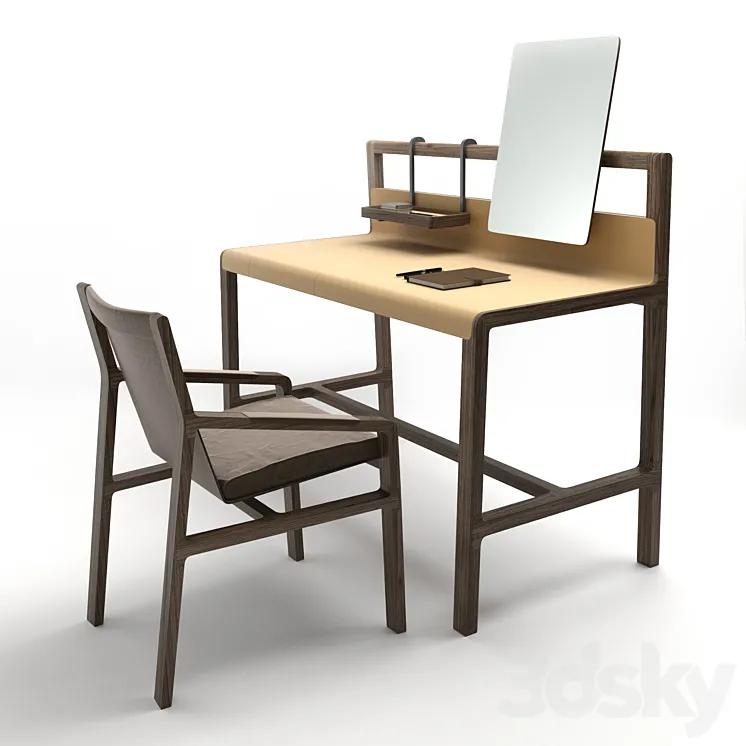Alivar Scribe desk and Ester chair 3D Model Free Download
