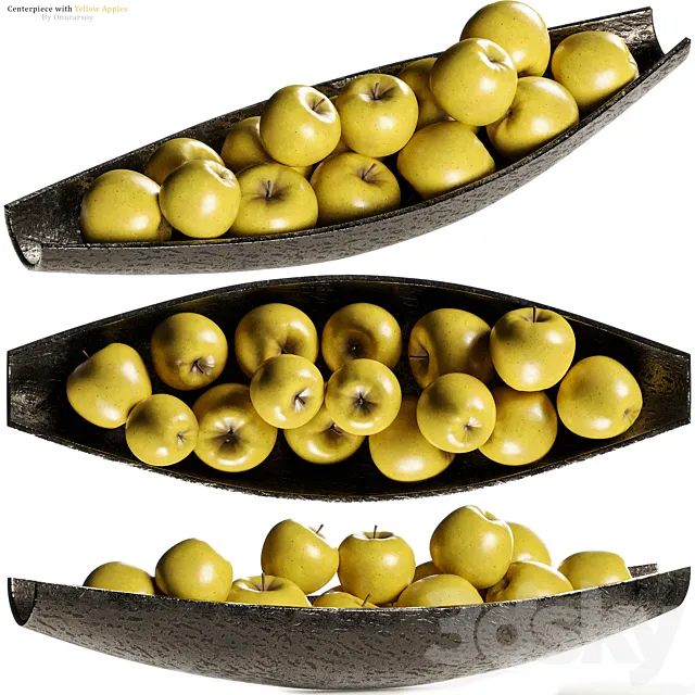 Allegra Centerpiece Bowl with Yellow Apples 3D Model