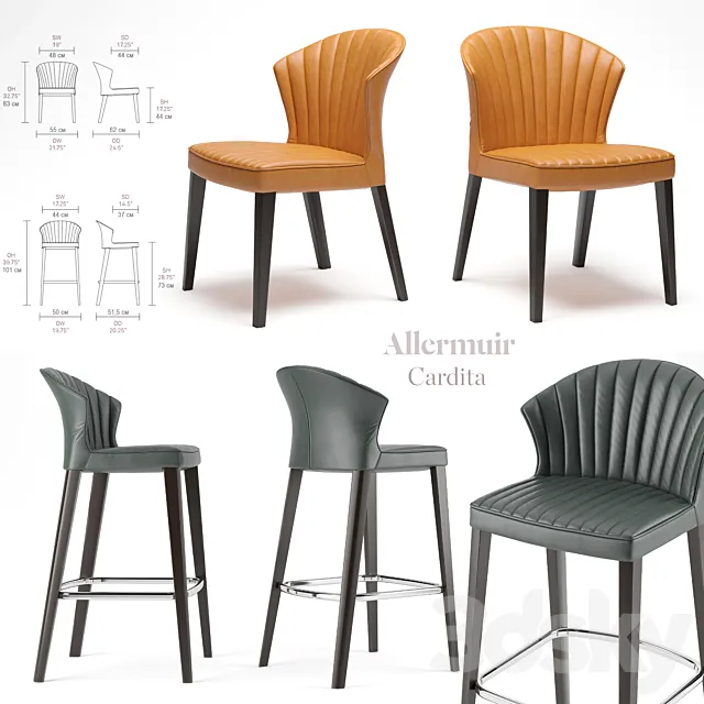 Allermuir _ Cardita Side Chair & Cardita Stool 3DModel