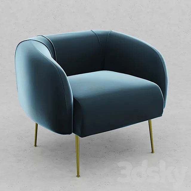 Allie Chair Velour Petro – Plum 3DModel
