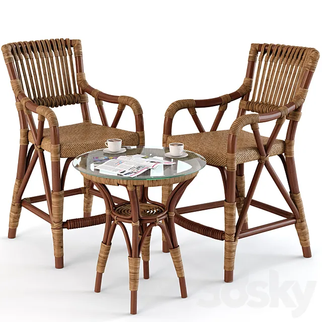 Allison Coastal Stool and Abby French Table 3D Model