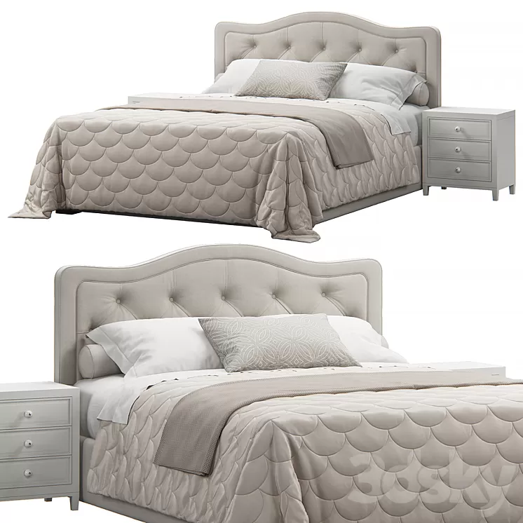 Allure Diamond Tufted Queen Headboard 3D Model