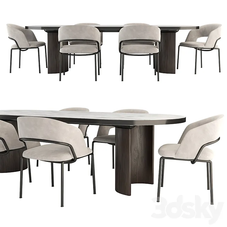 Alma Chair and Blevio Table 3D Model Free Download