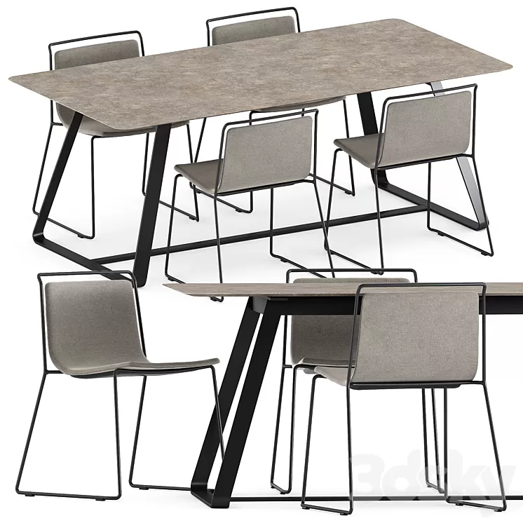 Alo Outdoor chair by ondarreta and Kolonaki table by Varaschin 3D Model Free Download