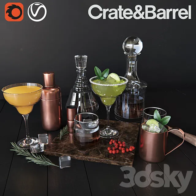 Al?ohol set Crate & Barrel 3DModel