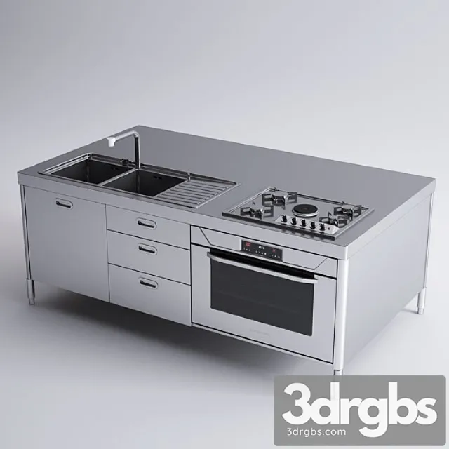 Alpes Inox Kitchen Island 3D Model Download