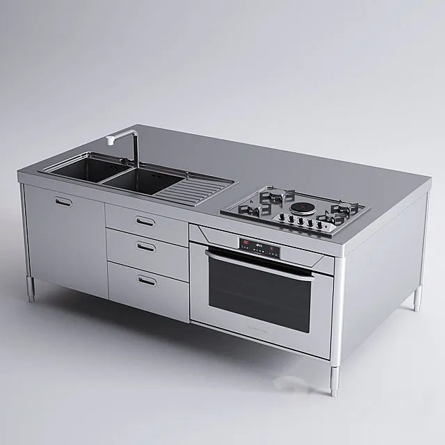Alpes Inox Kitchen Island 3D Model
