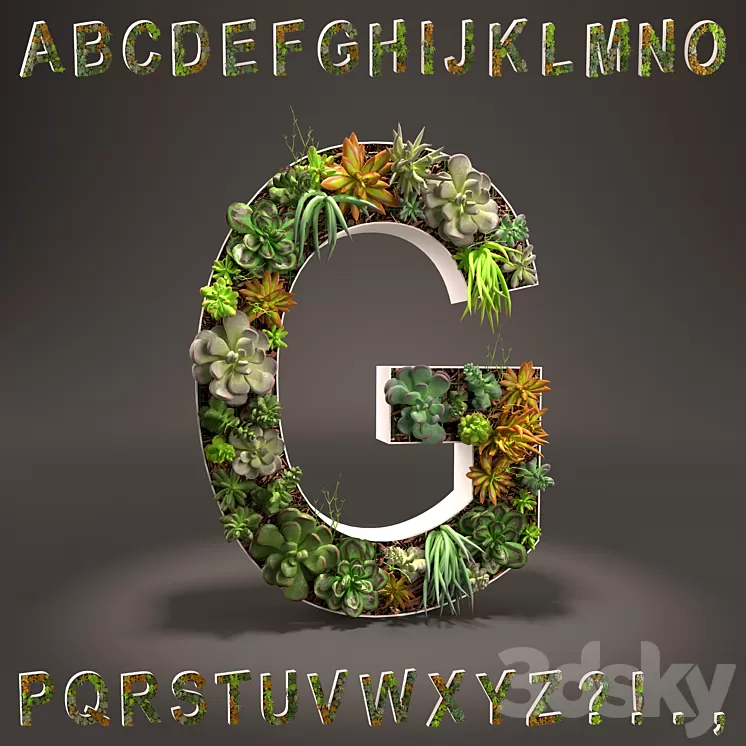 Alphabet made of sedum – alphabet from sedum 3D Model Alphabet made of sedum – alphabet from sedum 3D Model