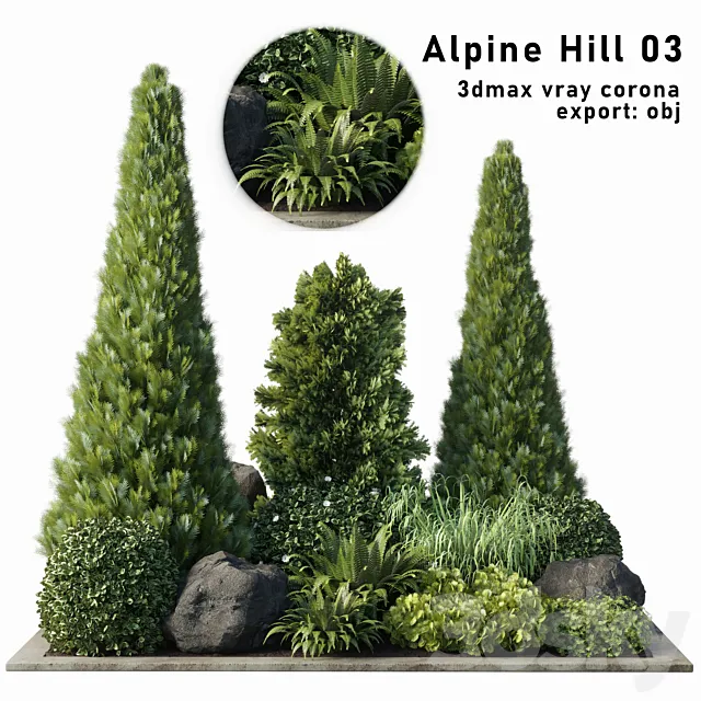Alpine Hill 03 Rectangular garden 3DModel Alpine Hill 03 Rectangular garden 3DModel