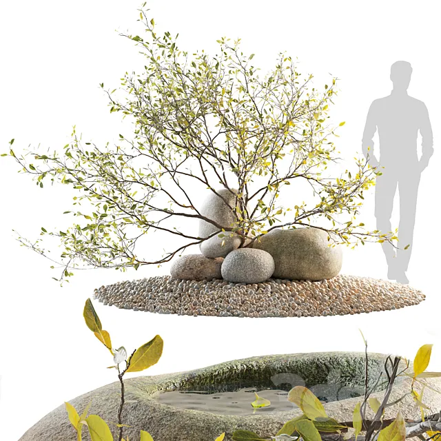 Alpine slide in Japanese style rock garden 3DModel Alpine slide in Japanese style rock garden 3DModel