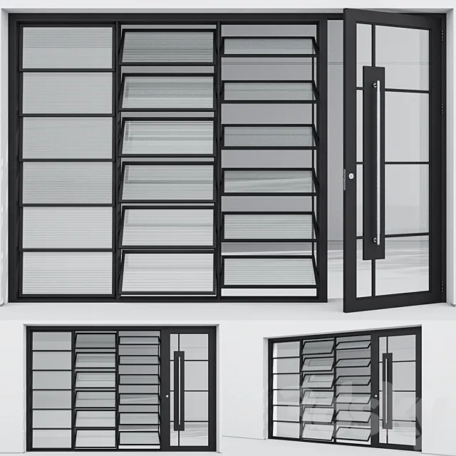 Aluminum door 323 3D Model