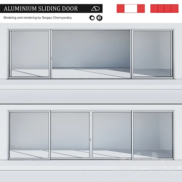 Aluminum sliding door 3D Model