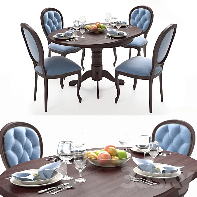 Amadeus Laguna (Ami) classic table t501 and chair s103 3D Model