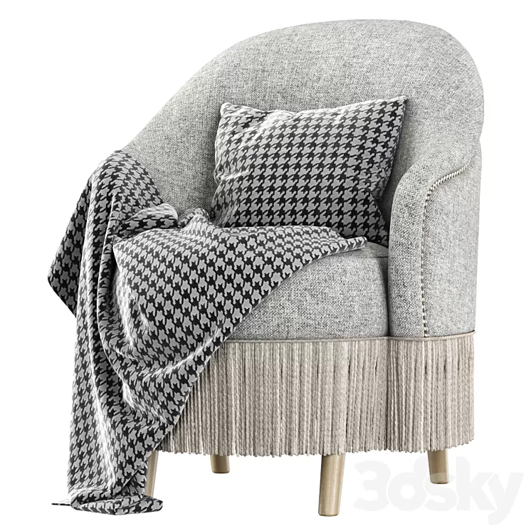 Amanda dining chair with plaid 3D Model Amanda dining chair with plaid 3D Model