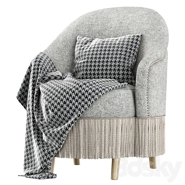 Amanda dining chair with plaid 3DModel Amanda dining chair with plaid 3DModel
