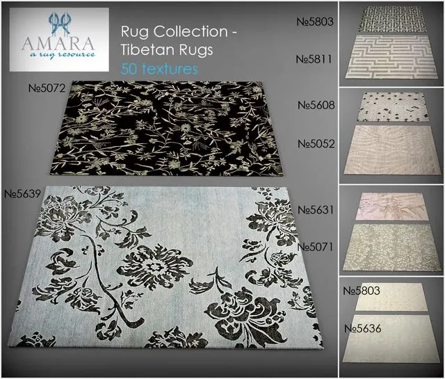 Amara Rug Collection – Tibetan Rugs 3D Model Amara Rug Collection – Tibetan Rugs 3D Model