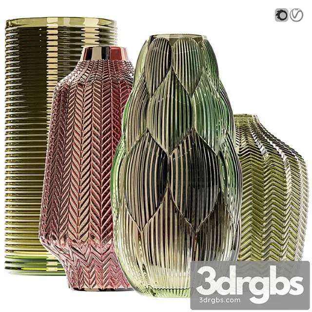 Amazing Glass Vases Set For Interior 3D Model Download