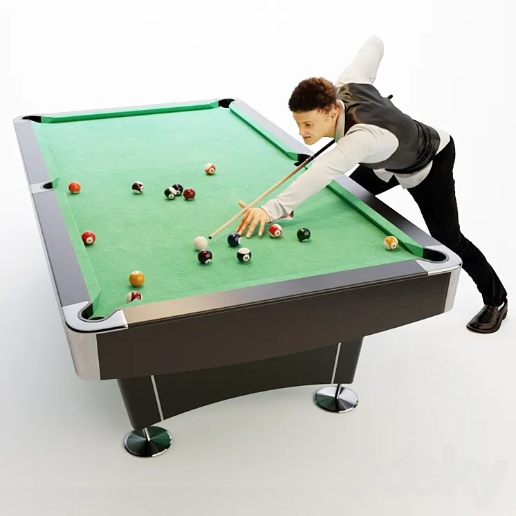 American billiard table billiard player 3D Model Free Download