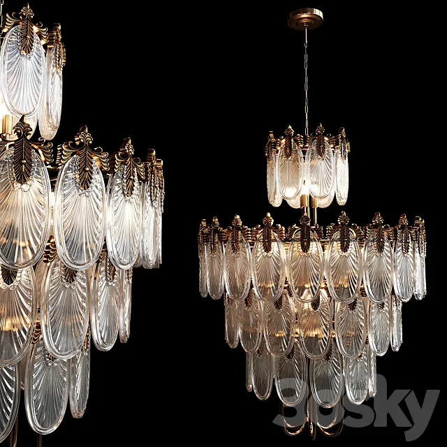 American retro glass chandelier 3D Model American retro glass chandelier 3D Model