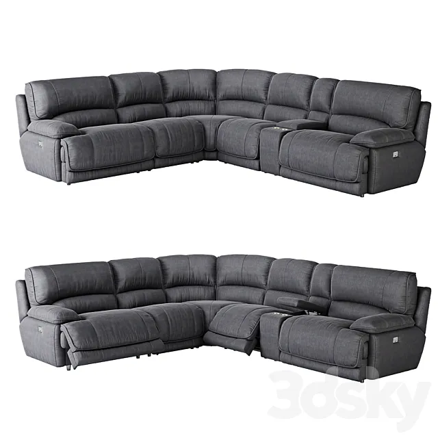 American Signature Furniture Mario 6 Piece Dual-Power Reclining Sectional 3D Model