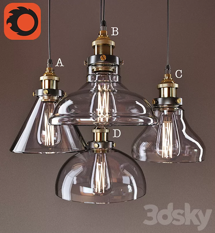 American vintage pendant lights 3D Model American vintage pendant lights 3D Model