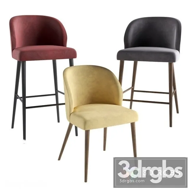 Amille Anthracite Bar Stools 3D Model Download