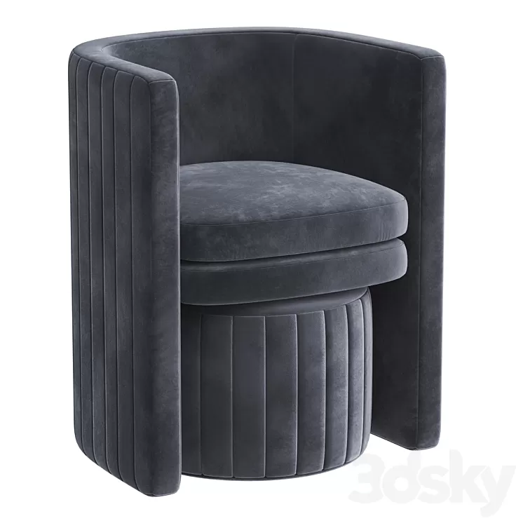 Ammillion Barrel Chair and Ottoman 3D Model Free Download