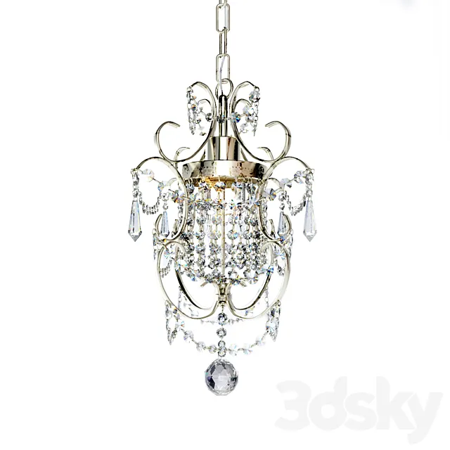 Amorette Chrome Finish Mini Chandelier 3D Model Amorette Chrome Finish Mini Chandelier 3D Model