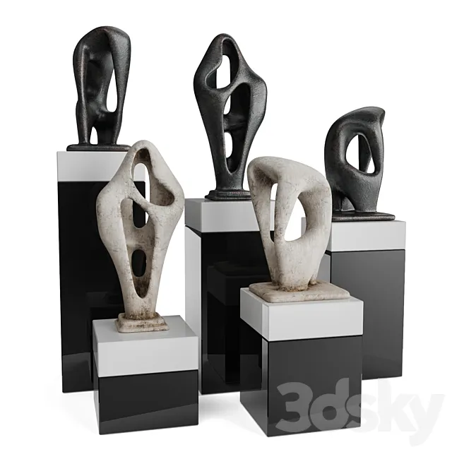 Amorphous figures pedestal black and white 3D Model Amorphous figures pedestal black and white 3D Model
