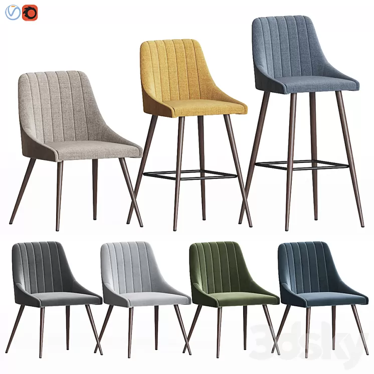 Amos chair set 3D Model Amos chair set 3D Model