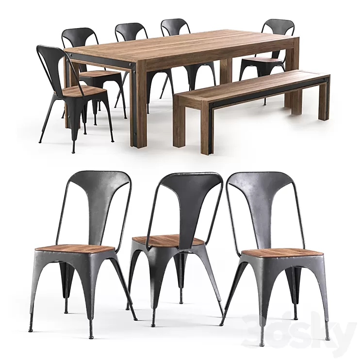 Amos table and chairs 3D Model Amos table and chairs 3D Model