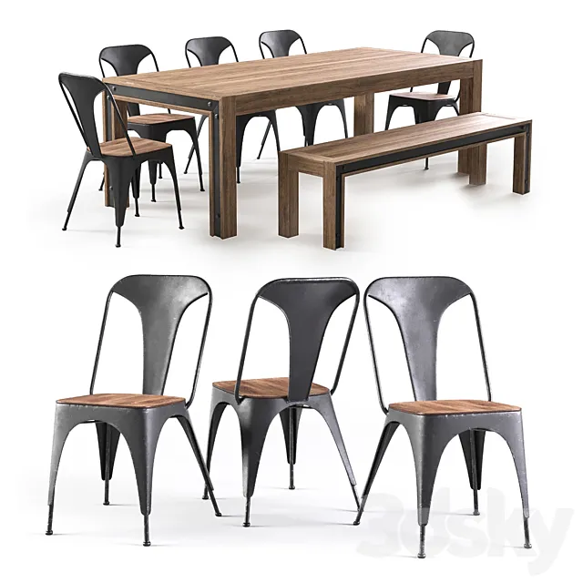 Amos table and chairs 3DModel
