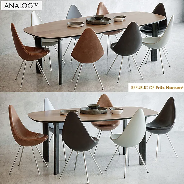 Analog table. Drop chair 3DModel