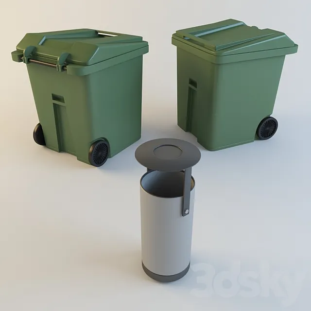and trash bin 3DModel and trash bin 3DModel