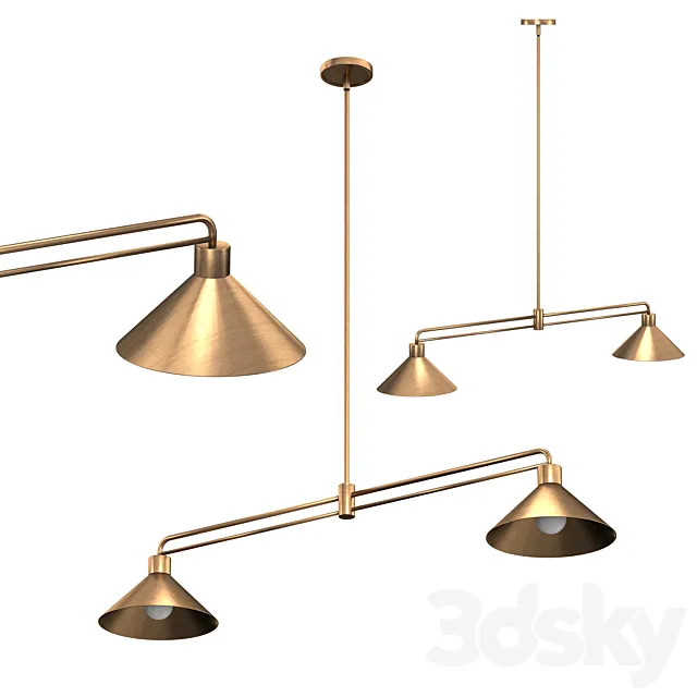 Andre Brass 2-Light Pendant 3D Model Andre Brass 2-Light Pendant 3D Model