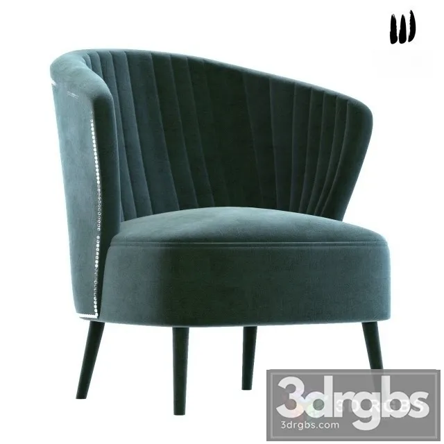 Andrew Martin White Velvet Curved Cocktail Chair 3D Model Download Andrew Martin White Velvet Curved Cocktail Chair 3D Model Download