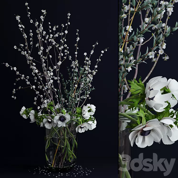 Anemones and branches 3D Model