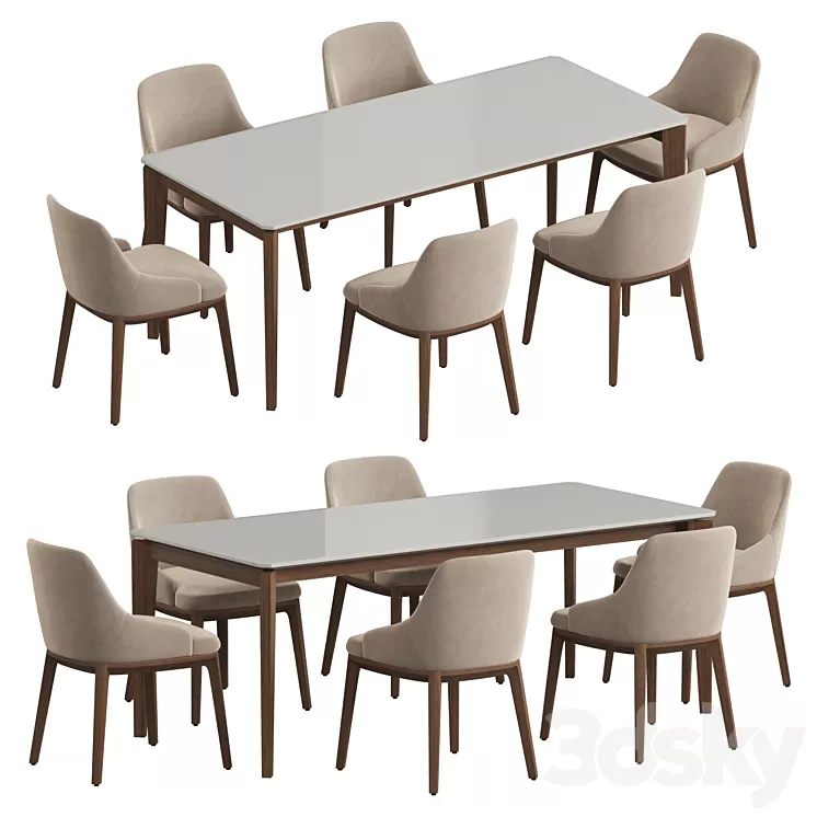 Angel Cerda Nogal Atlas Dining set 3D Model Free Download