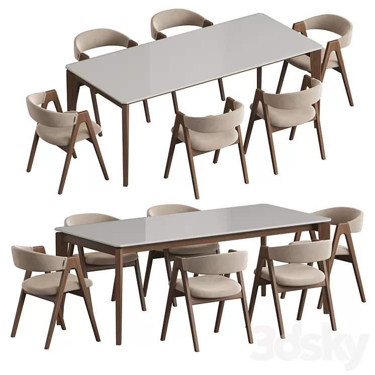 Angel Cerda Nogal Dublin Dining set 3D Model Free Download