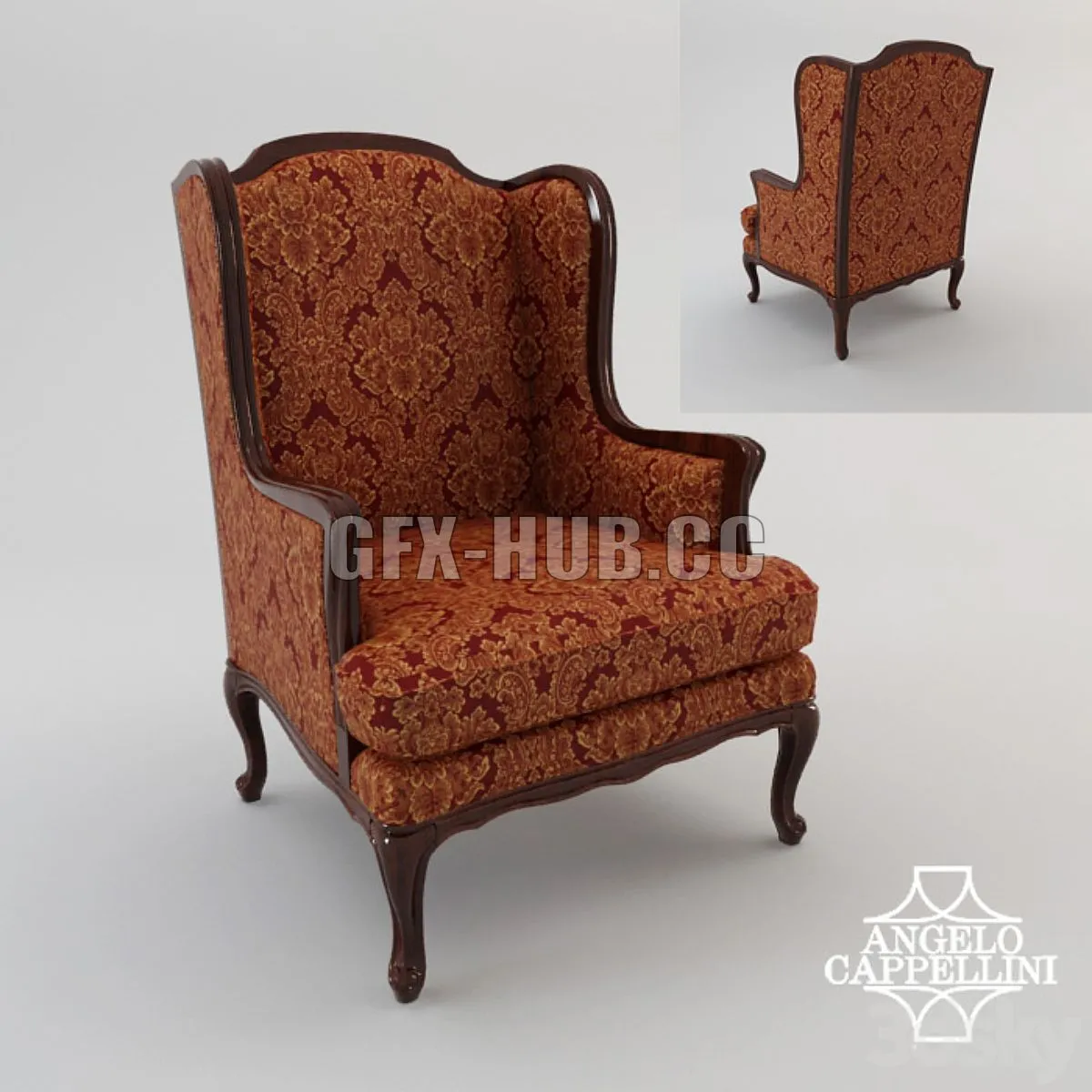 Angelo Cappellini classic armchair 3D Model Angelo Cappellini classic armchair 3D Model