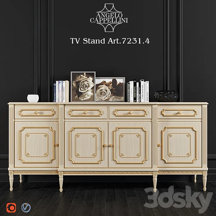 Angelo Cappellini TV Stand Art.7231 \/ 04 3D Model Free Download