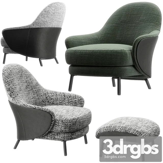 Angie Armchair Footstool by Minotti 3D Model Download Angie Armchair Footstool by Minotti 3D Model Download