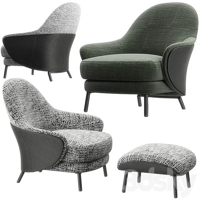 Angie armchair footstool by Minotti 3DModel