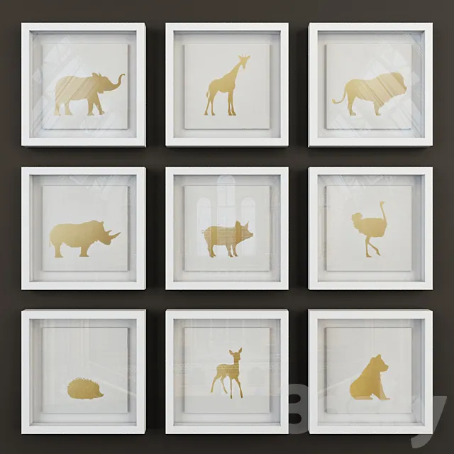 ANIMAL SILHOUETTE METALLIC FOIL ART 3DModel ANIMAL SILHOUETTE METALLIC FOIL ART 3DModel