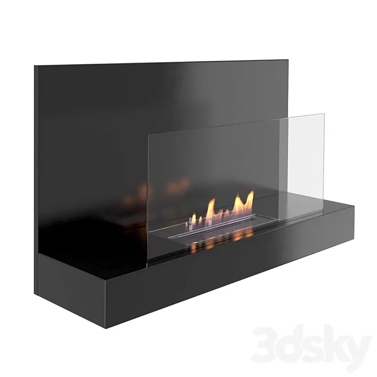 Animated fireplace Clement Nero / Bianco 3D Model