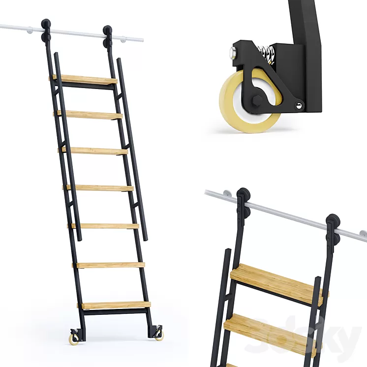 Animated sliding ladder MWE Industrieleiter 3D Model