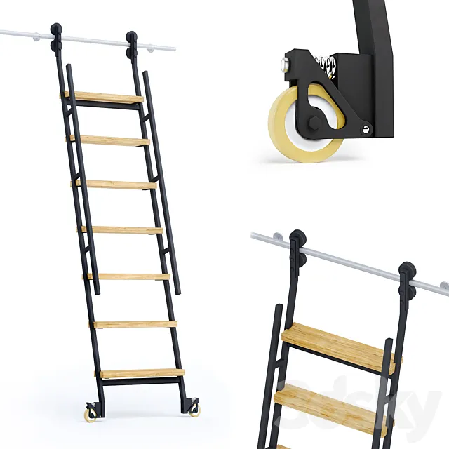 Animated sliding ladder MWE Industrieleiter 3DModel