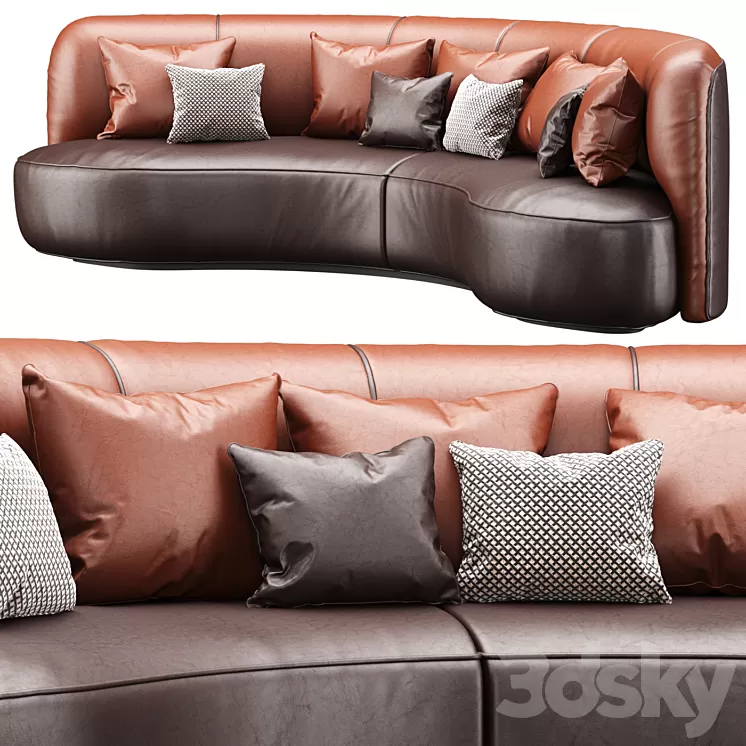 Annabel leather round sofa LS08 / Leather semicircular sofa 3D Model